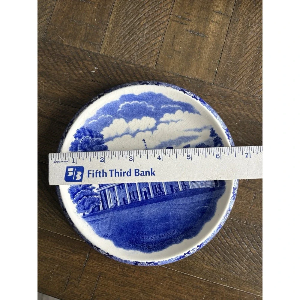 Adams Pottery Blue TransferWare Mt Vernon Tea Pot‎ Trivet Staffordshire England